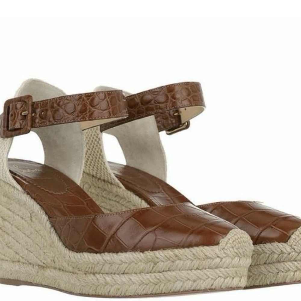 Christian Louboutin Brown Croc-Embossed Wedges size 40